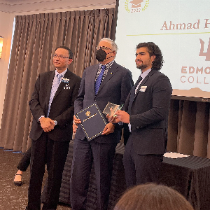 Ahmad Hilal Abid (right) was one of three students to win the Governor